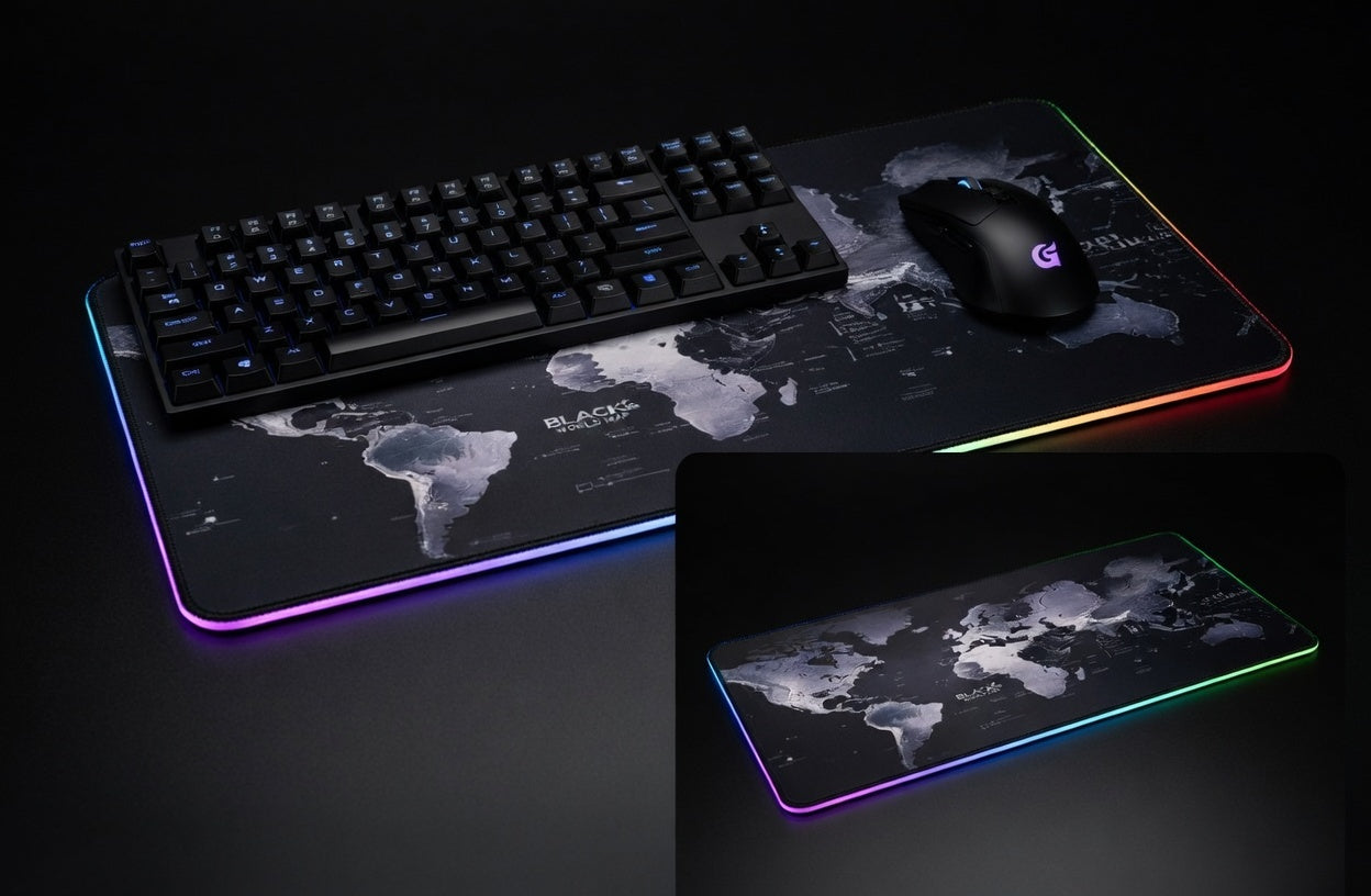 Tapis Gaming RGB XXL Carte du Monde