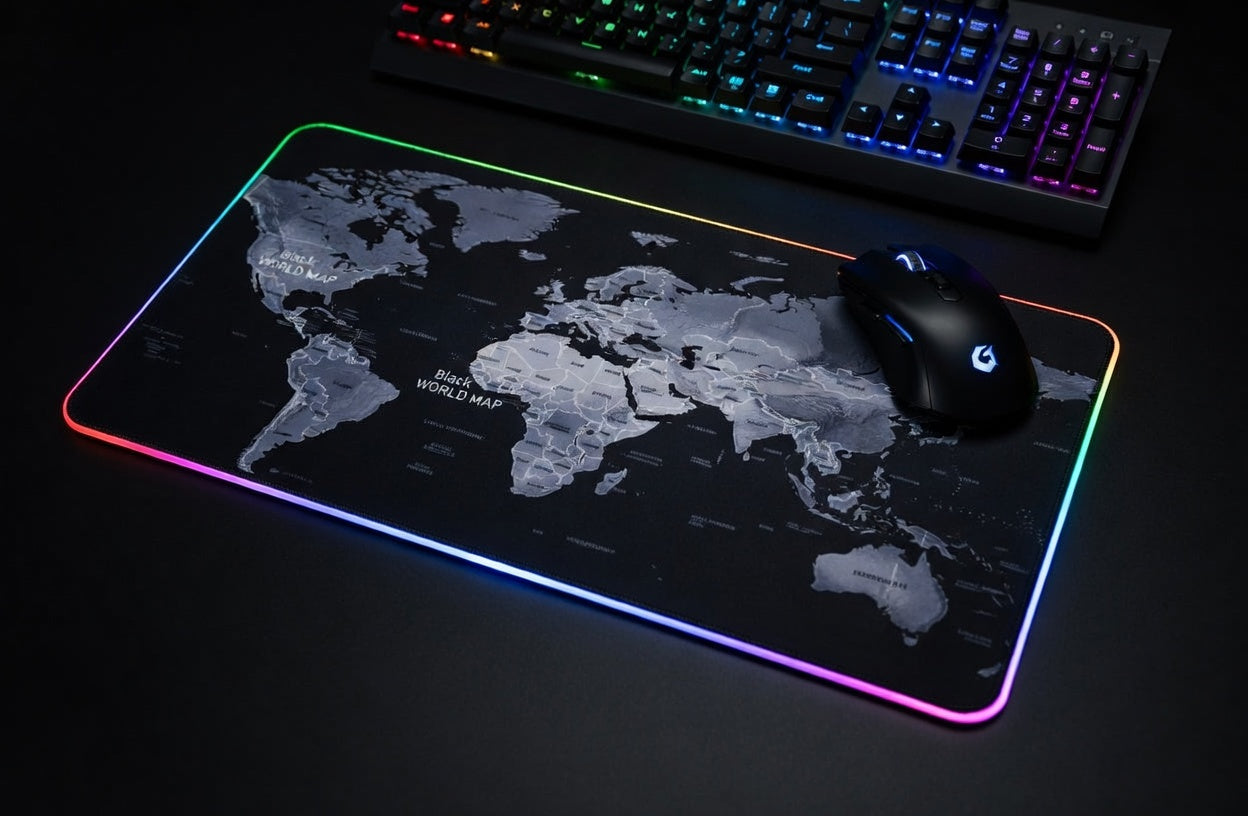 Tapis Gaming RGB XXL Carte du Monde